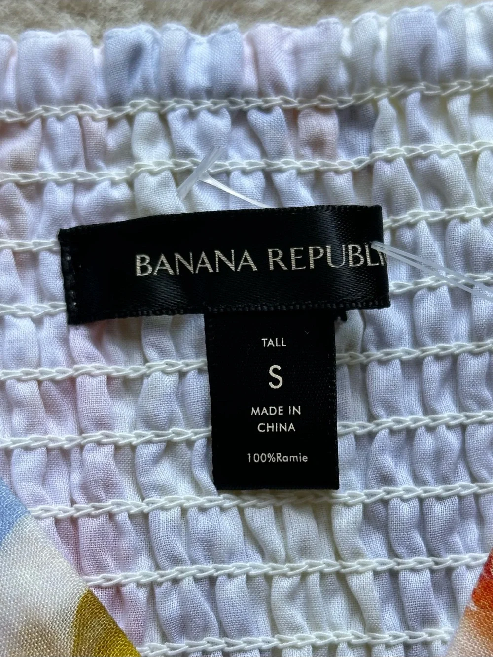 Banana Republic Patchwork Botanical Ramie Blouse Cottagecore Boho Small Tall